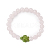 Natural Rose Quartz Beaded Stretch Bracelets for Women BJEW-JB11095-06-1