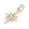 Brass Micro Pave Clear Cubic Zirconia Star European Dangle Charms KK-U058-37G-2