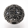 Brass Micro Pave Cubic Zirconia Beads ZIRC-Q013-6mm-143B-1