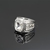 Rectangle 304 Stainless Steel with Cubic Zirconia Finger Rings for Men FS-WG909F6-26-1