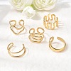 5Pcs 304 Stainless Steel Open Cuff Rings for Women RJEW-K313-04G-3