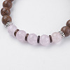 Natural Lava Rock & Wenge Wood Beads & Coconut Stretch Bracelets BJEW-I241-03P-2