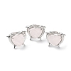 Natural Rose Quartz Dolphin & Heart Adjustable Rings RJEW-K241-02P-01-4