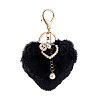 Fibre Heart Pom Pom Ball Keychain KEYC-WH0027-126C-1