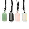 Natural & Synthetic Mixed Gemstone Rectangle Pendant Necklace with Nylon Cord for Women NJEW-C001-01A-1