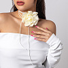 Retro Cloth Rose Flower Waxed Cord Wrap Choker Necklaces for Women WG01AE5-04-1