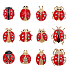 1 Bag Ladybug Enamel Pins JEWB-FH0002-56-1