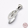 Anti-Tarnish Rhodium Plated 925 Sterling Silver Micro Pave Cubic Zirconia Pendant Bails STER-E053-35P-3