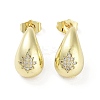 Teardrop Rack Plating Brass Cubic Zirconia Stud Earrings for Women EJEW-B047-02G-12-1