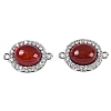 Natural Carnelian(Dyed & Heated) Oval Connector Charms KK-U043-50P-01-1