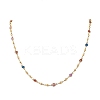 304 Stainless Steel Enamel Colorful Heart Link Chain Necklaces for Women NJEW-JN05899-2