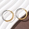 304 Stainless Steel Two Tone Hoop Earrings EJEW-P313-02F-G-2