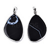 Natural Black Agate Big Pendants G-T131-117-2