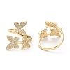 Brass Micro Pave Clear Cubic Zirconia Cuff Rings LS-ZIRC-M117-03G-2