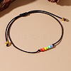 Pride Month Rainbow Glass Seed Bead Braided Bead Bracelets XU2800-2-2