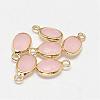 Oval Faceted Golden Tone Brass Glass Charms GLAA-O015-25G-1