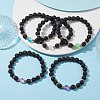 Natural & Synthetic Mixed Gemstone Round Beaded Stretch Bracelet BJEW-JB10009-2