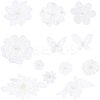 CHGCRAFT 12Pcs 12 Style Flower/Butterfly Polyester Embroidery Sew on Clothing Patches PATC-CA0001-10-1