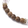 Round Natural Dalmatian Jasper & Glass & Wooden Beaded Stretch Bracelets for Women BJEW-JB10845-5