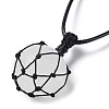 Natural Rose Quartz Round Pendant Necklace NJEW-H009-02-01-3