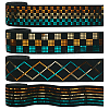4 Yards 4 Styles Flat Polyester Elastic Cord with Laser Tartan/Stripe/Rhombus Paillettes OCOR-FG0002-81-1