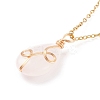 Natural Rose Quartz Teardrop Pendant Necklace NJEW-JN03900-01-4