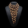 Round Wood Beaded  Multi Layered Bib Necklaces for Women FS-WG9E278-04-1