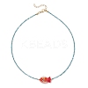 2Pcs 2 Colors Handmade Foil Lampwork Fish & Natural Apatite & Rhodonite Faceted Round Beaded Necklaces for Women NJEW-JN05536-5