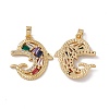 Brass Cubic Zirconia Pendants KK-B061-21G-01-1
