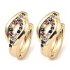 Brass with Colorful Cubic Zirconia Hoop Earrings EJEW-D078-33KCG-1