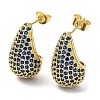 Cubic Zirconia Teardrop Stud Earrings EJEW-H137-01G-04-1