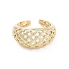 Hollow Tartan Cell Brass Open Cuff Ring for Women LS-RJEW-Z055-05G-02-2
