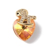 Real 18K Gold Plated Rack Plating Brass Micro Pave Clear Cubic Zirconia Pendants KK-C015-09G-2