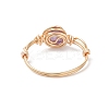 Copper Wire Wrapped Natural Gemstone Braided Bead Finger Rings for Women RJEW-JR00940-5