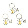 3Pcs Glass Pearl & Resin & Alloy Glass Keychains KEYC-YW00227-02-1