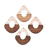Transparent Resin and Walnut Wood Pendants RESI-T057-07N-1