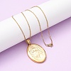 304 Stainless Steel Oval with Virgin Mary Pendant Necklaces for Women NJEW-B149-01G-1