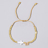 Brass Round Bead Braided Bead Bracelets VB3830-13-1