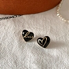 Heart & Word Love Enamel Asymmetrical Earrings LS-EJEW-Z018-02B-1