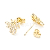 Clear Cubic Zirconia Bees Stud Earrings EJEW-P196-09G-2