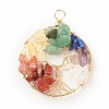 Natural Gmestone Copper Wire Big Pendants PALLOY-JF01434-02-1