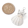 Copper Wire Wrapped Shell Pendants PALLOY-JF02709-04-2