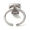 Initials Brass Open Cuff Ring for Women RJEW-N046-02T-P-3