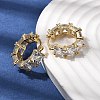 Square Brass Micro Pave Clear Cubic Zirconia Hoop Earrings EJEW-H108-07G-2