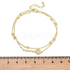 Brass Micro Pave Clear Cubic Zirconia Key Link 2-Strand Bracelets KK-CBA6980-20G-5