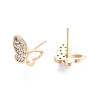 Clear Cubic Zirconia Butterfly Stud Earrings EJEW-G321-04G-2