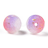 Frosted Baking Paint Crackle Glass Beads with Glitter Powder DGLA-T004-6mm-01D-2