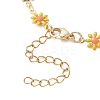Brass Enamel Daisy Flower Link Chain Bracelet Making AJEW-JB01438-02-5