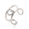 Clear Cubic Zirconia Initial Letter Open Cuff Ring RJEW-A012-01P-G-2