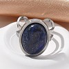Oval Natural Gemstone Finger Rings RJEW-M062-02P-18-6